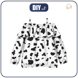 Bardot neckline blouse (VIKI) - COW PRINT - sewing set