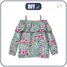 Bardot neckline blouse (VIKI) - SPRING MEADOW pat. 3 - sewing set
