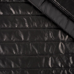 BLACK - nylon fabric quilted in stripes
