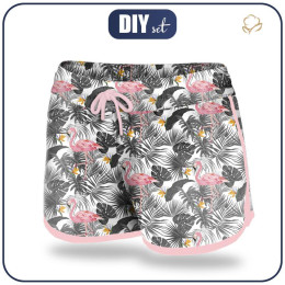 Women’s boardshorts - FLAMINGOS WITH LEAVES 2.0 - sewing set