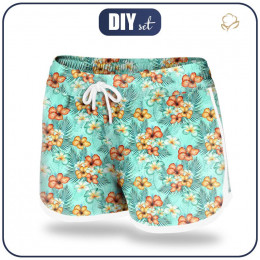 Women’s boardshorts - FLOWERS AND PALM TREES - sewing set