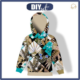 KID'S HOODIE (ALEX) - TROPICAL CHECK / golden - sewing set