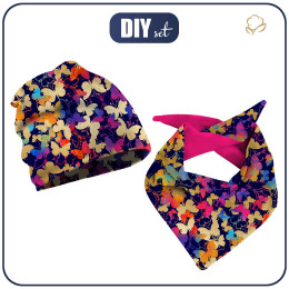 KID'S CAP AND SCARF (CLASSIC) - BUTTERFLIES / colorful - sewing set