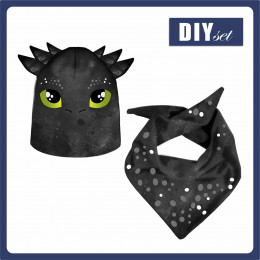 KID'S CAP AND SCARF (DINO) - BLACK DRAGON - sewing set