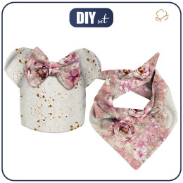 KID'S CAP AND SCARF (MOUSE) -  WATERCOLOR FLOWERS PAT. 6 - sewing set