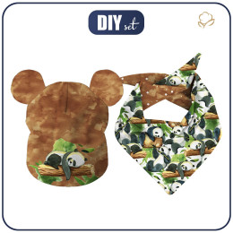 KID'S CAP AND SCARF (TEDDY) - PANDAS ON BAMBOO - sewing set