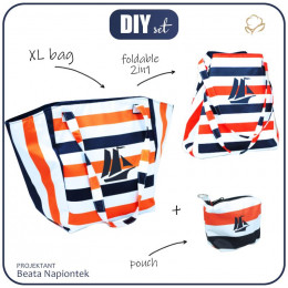 XL bag with in-bag pouch 2 in 1 - DARK BLUE SHIP - sewing set