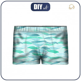 Boy's swim trunks - WAVES No. 2 / light blue - sewing set