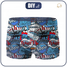 Boy's swim trunks - COMIC BOOK (blue - red) - sewing set