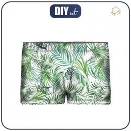 Boy's swim trunks - PALM LEAVES pat. 4 (white) - sewing set