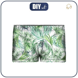Boy's swim trunks - PALM LEAVES pat. 4 (white) 122-128
