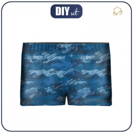 Boy's swim trunks - CAMOUFLAGE - scribble / classic blue - sewing set