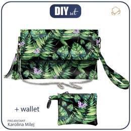 Clutch bag - MINI LEAVES AND INSECTS PAT. 4 (TROPICAL NATURE) / black