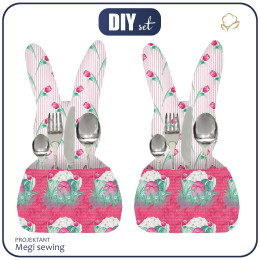 Cutlery bunny - TULIPS / stripes - sewing set