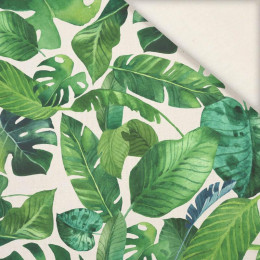 TROPICAL LEAVES pat. 2 / ecru - Linen with viscose