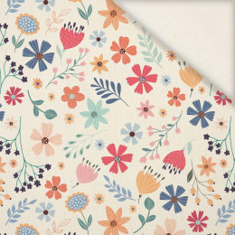 COLORFUL FLOWERS / ecru - Linen with viscose