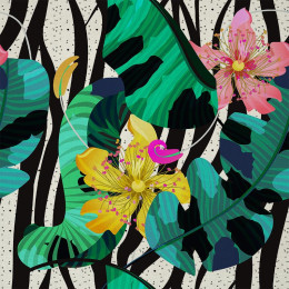 TROPICAL LILIES - Linen with viscose