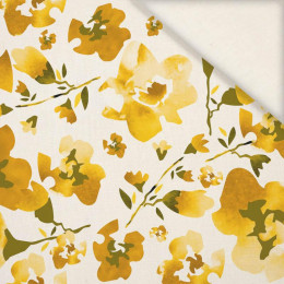 WATER-COLOR FLOWERS pat. 1 (gold) - Linen with viscose