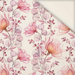 FLOWERS pattern no. 4 (pink) - Linen with viscose