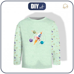 Longsleeve - ROCKET AND PLANETS (SPACE EXPEDITION) / ACID WASH MINT - sewing set