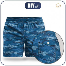 Men's swim trunks - CAMOUFLAGE - scribble / classic blue - sewing set