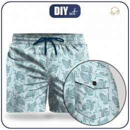 Men's swim trunks - TURTLES AND SHOAL (BLUE PLANET) - sewing set