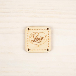 Wooden label square - MADE WITH LOVE / PAT. 1