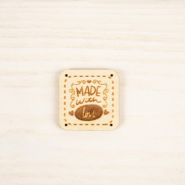 Wooden label square - MADE WITH LOVE / PAT. 2