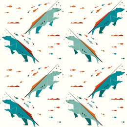 BEARS / white - Cotton woven fabric