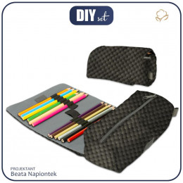 YOGI pencil case - DARK GREY / dotted velour
