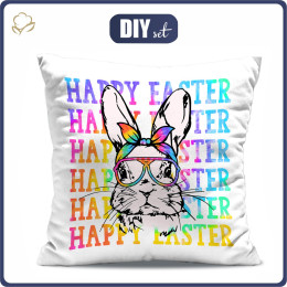 PILLOW 45X45 - HAPPY EASTER / neon - Panama 220g - sewing set