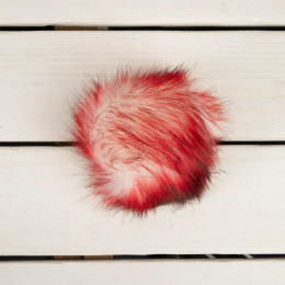 Eco fur pompom 10 cm - white-red
