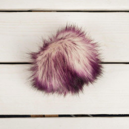 Eco fur pompom 10 cm - white-purple