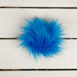 Eco fur pompom 10 cm - blue