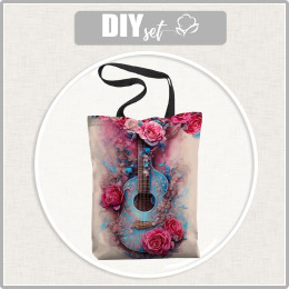SHOPPER BAG - GUITAR WITH ROSES - Waterproof woven fabric - sewing set