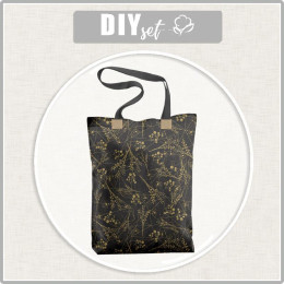 SHOPPER BAG - LEAVES pat. 12 (gold) / black - sewing set