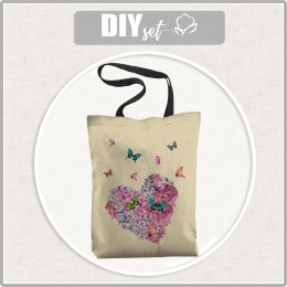 SHOPPER BAG - HEART FLOWERS / butterflies - sewing set