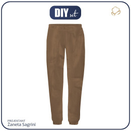 HOMEWEAR VELOUR TROUSERS (EVA) - COFFEE WITH MILK - sewing set