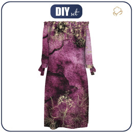 DRESS "CARMEN" - FLOWERS / golden contour Pat. 1  / WATERCOLOR MARBLE - crepe