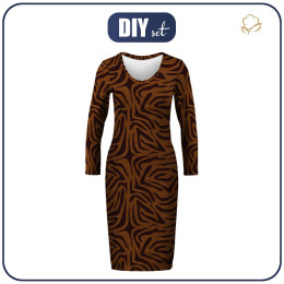 PENCIL DRESS (ALISA) - ZEBRA PAT. 2 / brown - sewing set