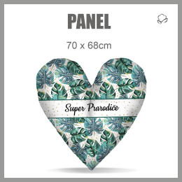 CUSHION PANEL HEART - Super Prarodiče / MONSTERA pat. 4 / white