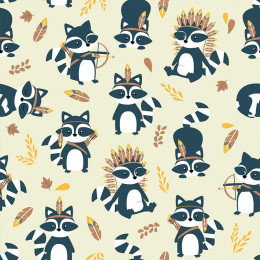 RACCOONS vol.2 / beige - Waterproof woven fabric