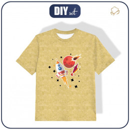 KID’S T-SHIRT - ROCKET AND COMETS (SPACE EXPEDITION) / ACID WASH GOLD - single jersey