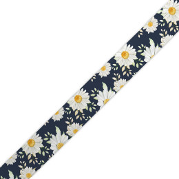 Smooth tape - DAISIES PAT. 2 / dark blue / Choice of sizes
