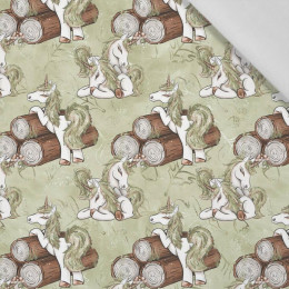 FOREST UNICORNS pat. 1 / green  - Cotton woven fabric