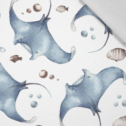 BLUE STINGRAYS (THE WORLD OF THE OCEAN)  - Cotton woven fabric