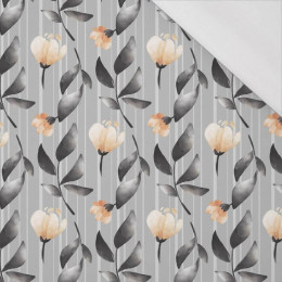 50cm FLOWERS AND LEAVES pat. 6 / grey - single jersey with elastane 