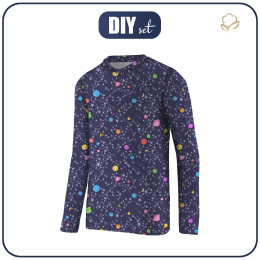 THERMO KIDS BLOUSE (BILLIE) - PLANETS AND STARS ( GALAXY ) / dark blue - sewing set