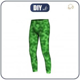 BOY'S THERMO LEGGINGS (HUGO) - PIXELS pat. 2 / green - sewing set 116