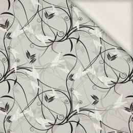 LEAVES pat. 1 (grey) - viscose woven fabric